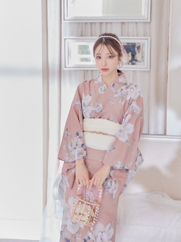 画像28: 【即日発送】大人スウィート/くすみピンク椿浴衣 【浴衣３点セット 浴衣/帯/下駄】[YMT]