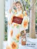 画像2: 【即日発送】【浴衣】アイボリー×ひまわりストライプ柄浴衣 向日葵   OBI-siwa-200-kj-10-TRC / HIMO-900-yn-7-MOC / YA-68-kn-W / HEKO-800-sb-5-W / GETA-02-ok-2-IV [YMT] (2)