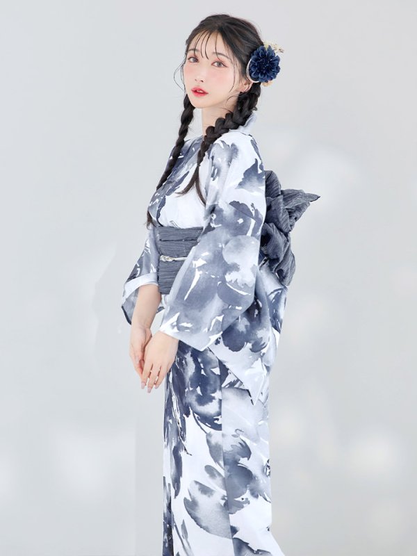 画像11: 【即日発送】Riuコラボ 水彩グラデーション椿浴衣【浴衣３点セット 浴衣/帯/下駄】[YMT]