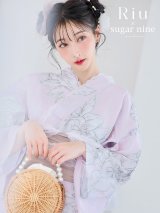 【即日発送！】Riuコラボ ライトピンクx百合リボン浴衣 OBI-siwa-202-ok-2-PBE / HIMO-903-kj-W  / YA-935-wk-P/ HEKO-800-sb-5-W / GETA-02-ok-5-P [YMT]