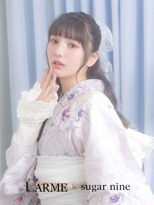 画像3: 【浴衣セール！】【即日発送】可憐なパープルxホワイト牡丹浴衣【浴衣３点セット 浴衣/帯/下駄】[YMT]