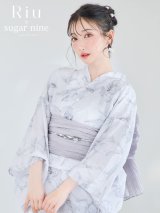 【予約/6月上旬発送予定】Riuコラボ 大理石x百合柄浴衣 siwa-lame6 / 19himo-GYxGY / A951kn-W / Apearl001/ CG-19-LBL [OF01]