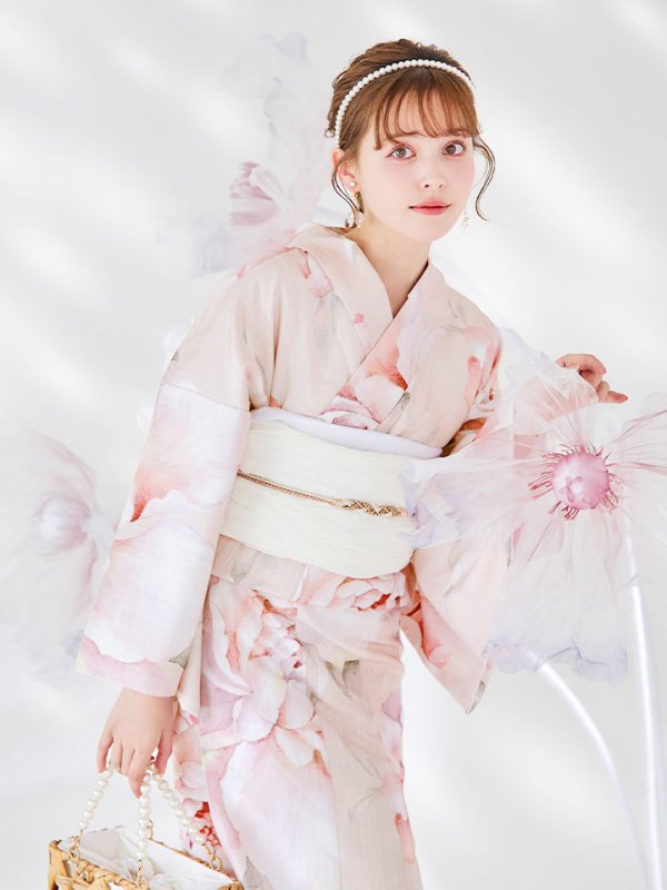 画像12: 【即日発送】くすみピンクスウィート牡丹浴衣【浴衣３点セット 浴衣/帯/下駄】[/YMT]