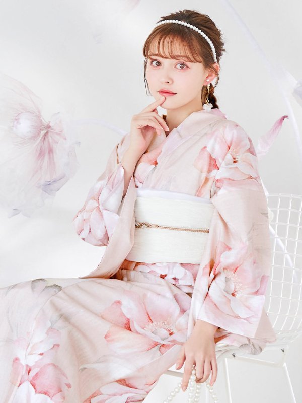 画像13: 【即日発送】くすみピンクスウィート牡丹浴衣【浴衣３点セット 浴衣/帯/下駄】[/YMT]