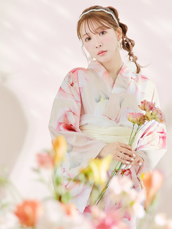 画像10: 【即日発送！】くすみピンクスウィート牡丹浴衣【浴衣３点セット 浴衣/帯/下駄】[YMT]