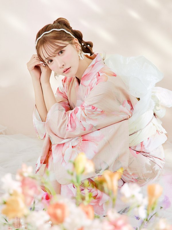 画像13: 【即日発送！】くすみピンクスウィート牡丹浴衣【浴衣３点セット 浴衣/帯/下駄】[YMT]