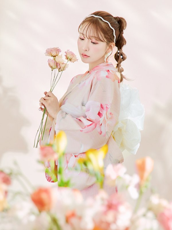 画像14: 【即日発送！】くすみピンクスウィート牡丹浴衣【浴衣３点セット 浴衣/帯/下駄】[YMT]