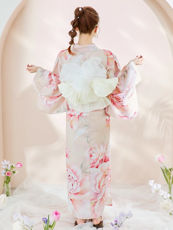 画像19: 【即日発送！】くすみピンクスウィート牡丹浴衣【浴衣３点セット 浴衣/帯/下駄】[YMT]