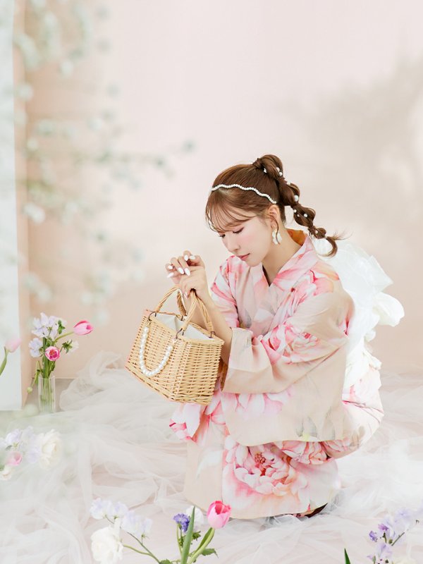 画像9: 【即日発送！】くすみピンクスウィート牡丹浴衣【浴衣３点セット 浴衣/帯/下駄】[YMT]