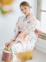 【即日発送】アプリコットピンク牡丹浴衣 OBI-g-500-kj-4-OR / HIMO-902-kj-3-TRC / HEKO-800-sb-5-WH / YA-68-kn-P / GETA-01-kj-3-IV/ [YMT]