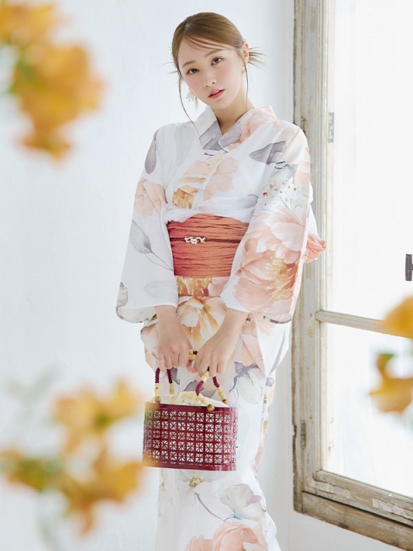 画像11: 【即日発送】アプリコットピンク牡丹浴衣【浴衣３点セット 浴衣/帯/下駄】[YMT]