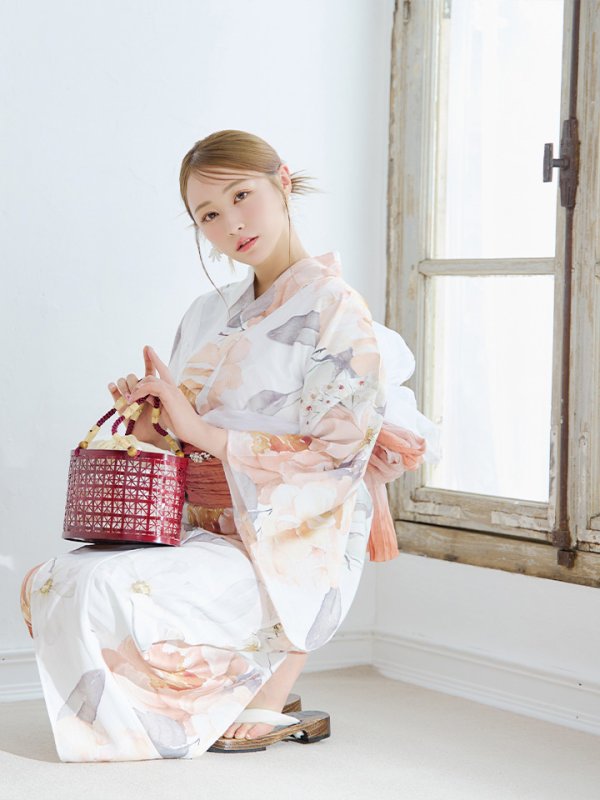 画像13: 【即日発送】アプリコットピンク牡丹浴衣【浴衣３点セット 浴衣/帯/下駄】[YMT]