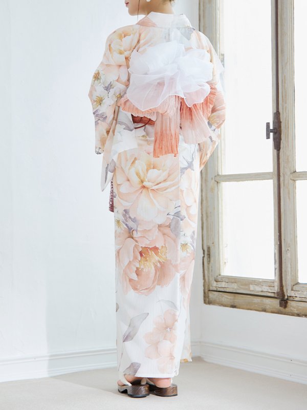 画像15: 【即日発送】アプリコットピンク牡丹浴衣【浴衣３点セット 浴衣/帯/下駄】[YMT]