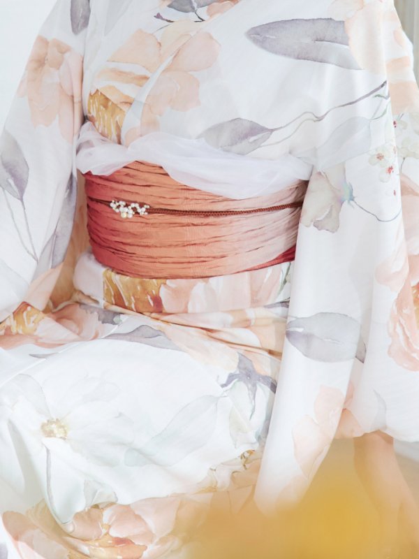 画像16: 【即日発送】アプリコットピンク牡丹浴衣【浴衣３点セット 浴衣/帯/下駄】[YMT]