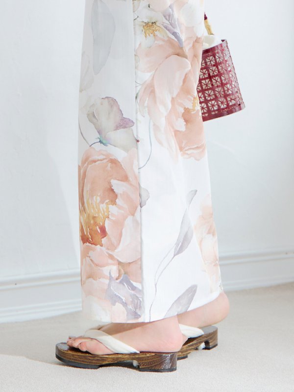 画像17: 【即日発送】アプリコットピンク牡丹浴衣【浴衣３点セット 浴衣/帯/下駄】[YMT]