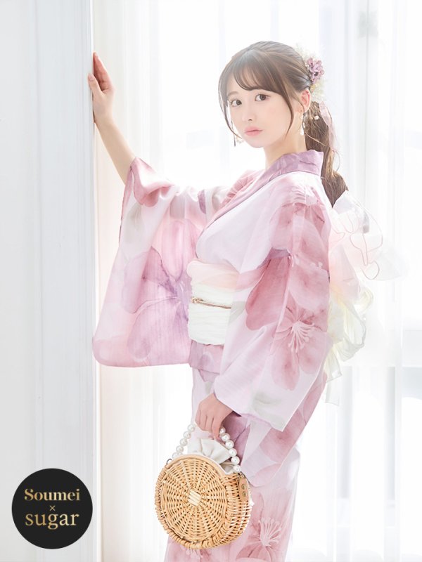 画像2: 【即日発送！】sweetチェリーブロッサム浴衣 OBI-siwa-200-kj-13-OW / HIMO-900-yn-8-P / HEKO-800-sb-4-P / YA-943-kj-BAKEDP / YA-935-wk-P / GETA-01-kj-7-P/ [YMT]