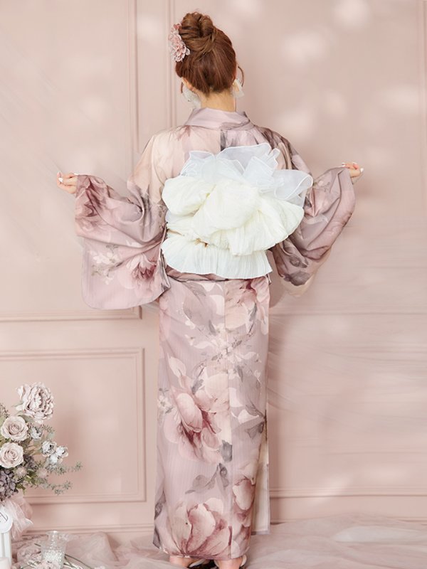 画像14: 【即日発送】アンティークフラワーピンク浴衣【浴衣３点セット 浴衣/帯/下駄】[YMT]