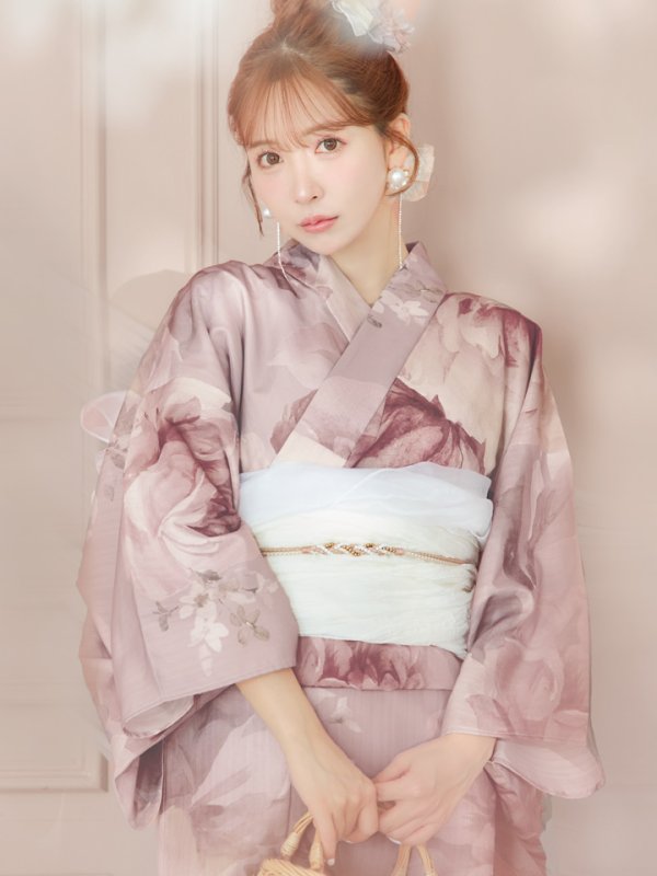 画像2: 【即日発送】アンティークフラワーピンク浴衣 OBI-siwa-200-kj-13-OW / HIMO-900-yn-8-P / HEKO-800-sb-5-WH / YA-74-kn-P / GETA-01-kj-7-P/  [YMT]