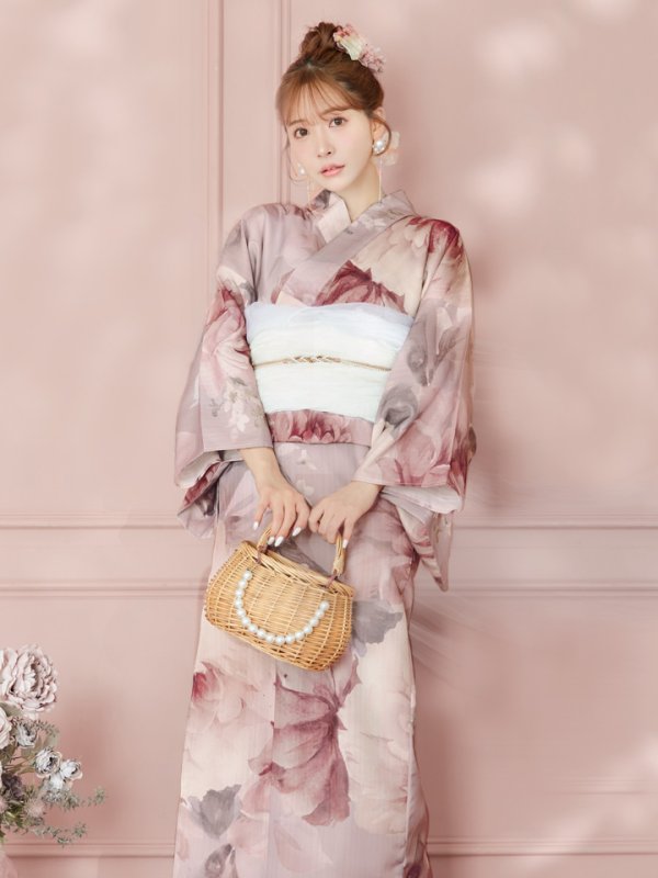 画像6: 【即日発送】アンティークフラワーピンク浴衣【浴衣３点セット 浴衣/帯/下駄】[YMT]