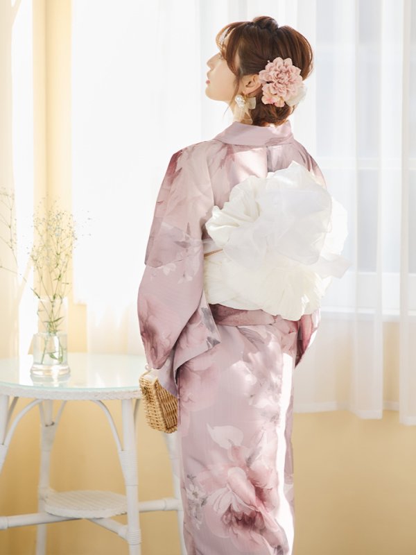 画像10: 【即日発送】アンティークフラワーピンク浴衣【浴衣３点セット 浴衣/帯/下駄】[YMT]