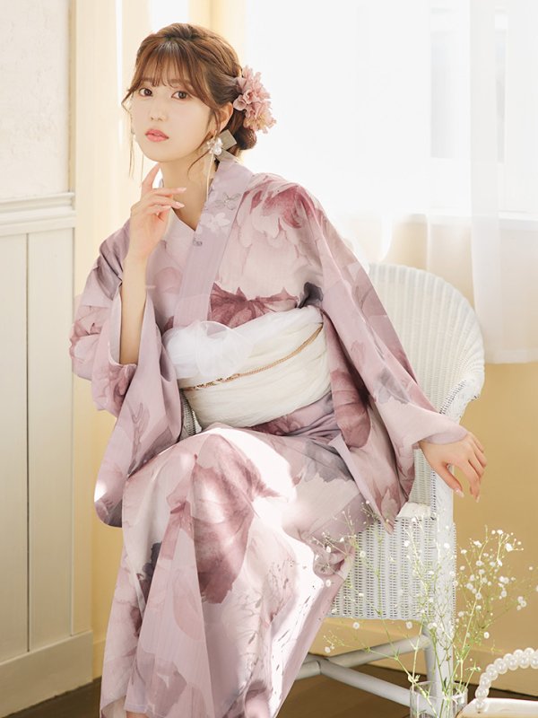 画像15: 【即日発送】アンティークフラワーピンク浴衣【浴衣３点セット 浴衣/帯/下駄】[YMT]