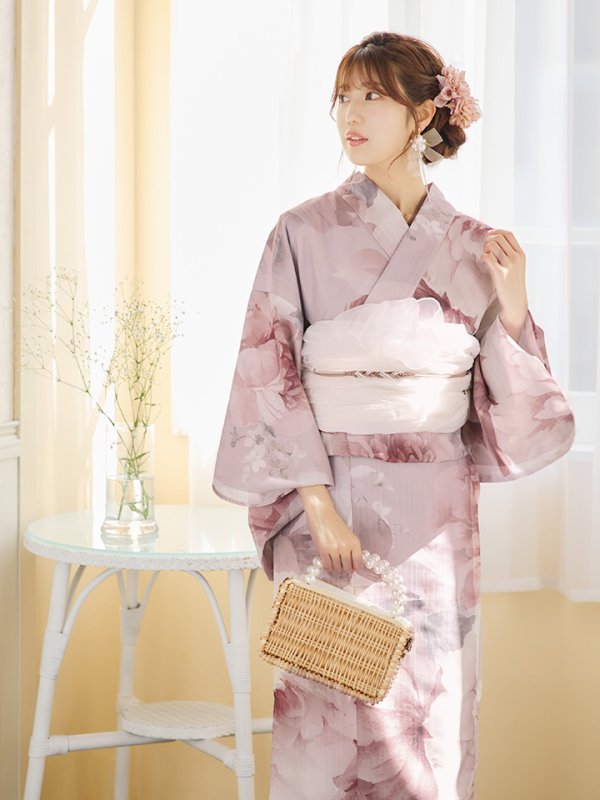 画像8: 【即日発送】アンティークフラワーピンク浴衣【浴衣３点セット 浴衣/帯/下駄】[YMT]