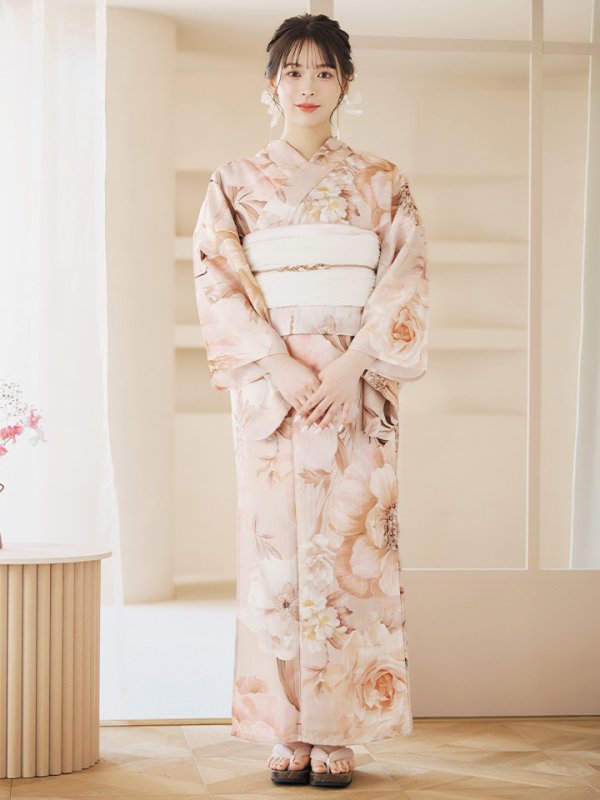 画像4: 【即日発送！】くすみピンクスウィート浴衣【浴衣３点セット 浴衣/帯/下駄】[YMT]