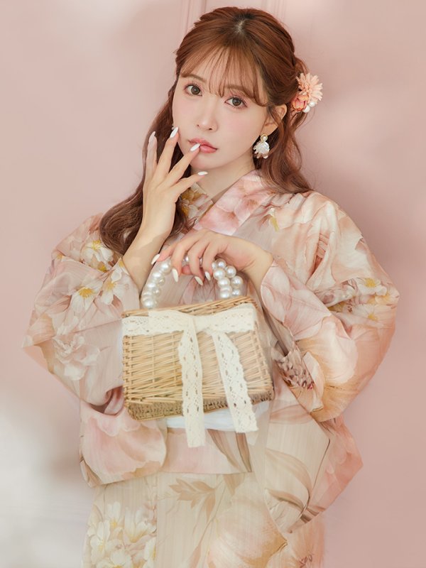 画像13: 【即日発送！】アンティークフラワーピンク浴衣【浴衣３点セット 浴衣/帯/下駄】[YMT]