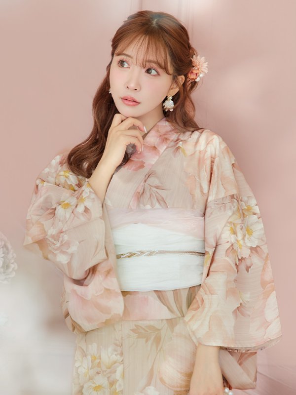 画像14: 【即日発送！】アンティークフラワーピンク浴衣【浴衣３点セット 浴衣/帯/下駄】[YMT]