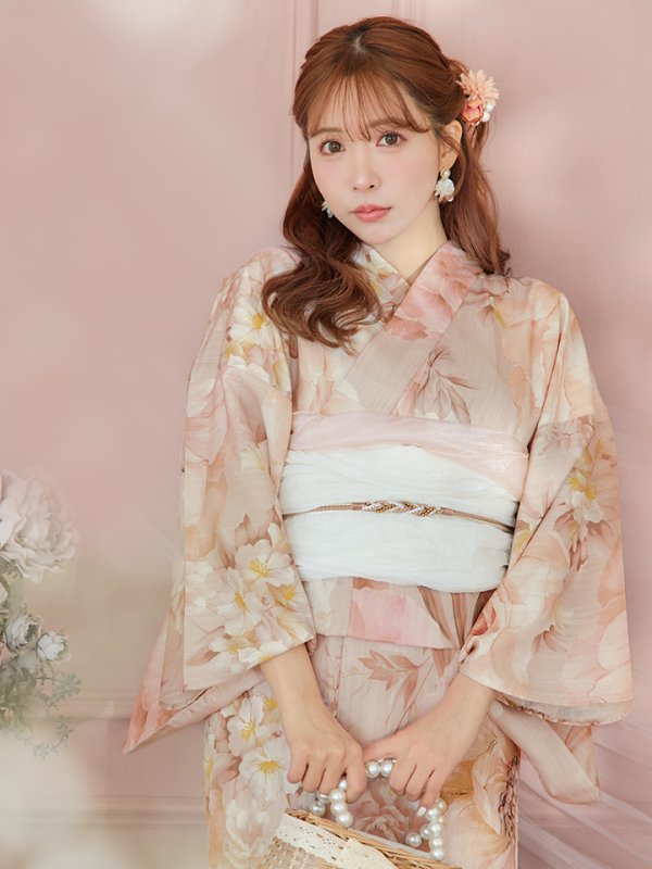 画像11: 【即日発送！】アンティークフラワーピンク浴衣【浴衣３点セット 浴衣/帯/下駄】[YMT]