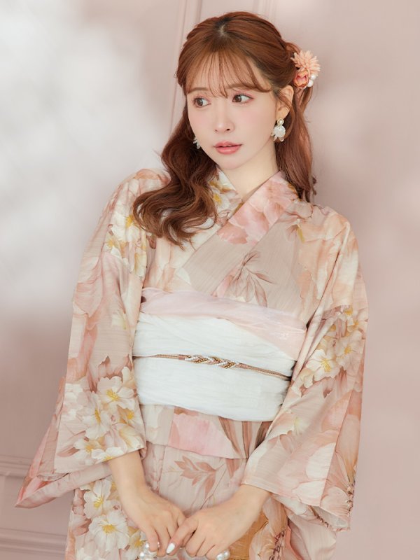 画像10: 【即日発送！】アンティークフラワーピンク浴衣【浴衣３点セット 浴衣/帯/下駄】[YMT]