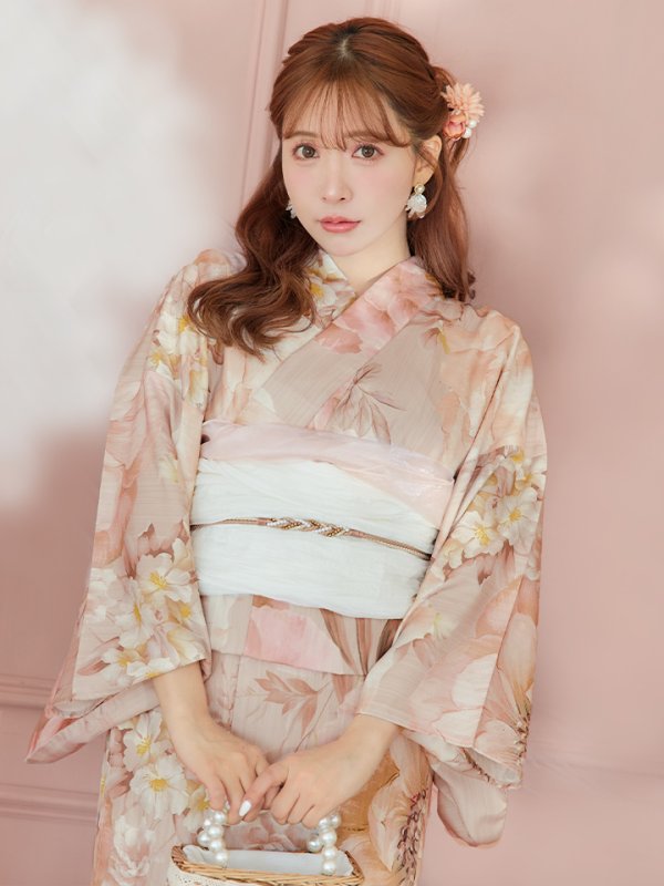 画像12: 【即日発送！】アンティークフラワーピンク浴衣【浴衣３点セット 浴衣/帯/下駄】[YMT]