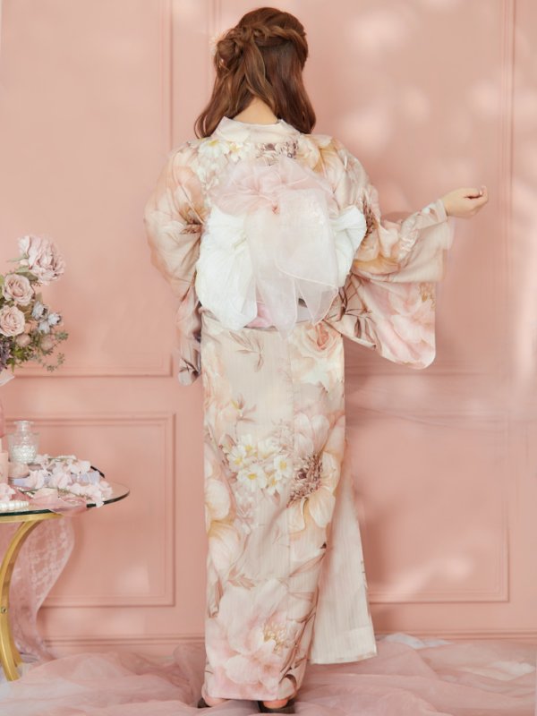 画像8: 【即日発送！】アンティークフラワーピンク浴衣【浴衣３点セット 浴衣/帯/下駄】[YMT]