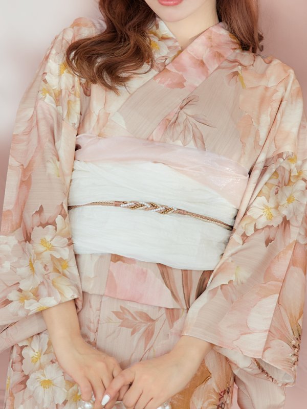 画像9: 【即日発送！】アンティークフラワーピンク浴衣【浴衣３点セット 浴衣/帯/下駄】[YMT]