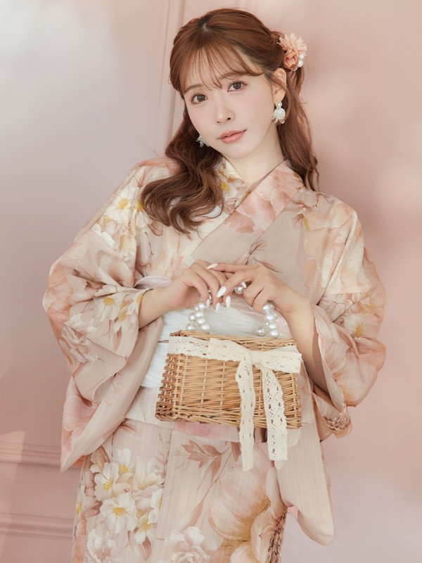 画像3: 【即日発送！】アンティークフラワーピンク浴衣【浴衣３点セット 浴衣/帯/下駄】[YMT]