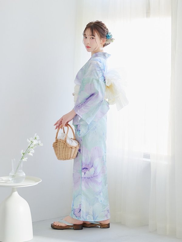 画像11: 【即日発送】ニュアンスフラワーミント牡丹浴衣【浴衣３点セット 浴衣/帯/下駄】[YMT]