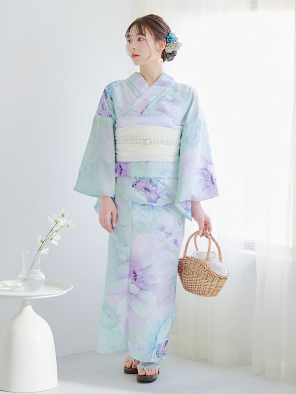 画像12: 【即日発送】ニュアンスフラワーミント牡丹浴衣【浴衣３点セット 浴衣/帯/下駄】[YMT]