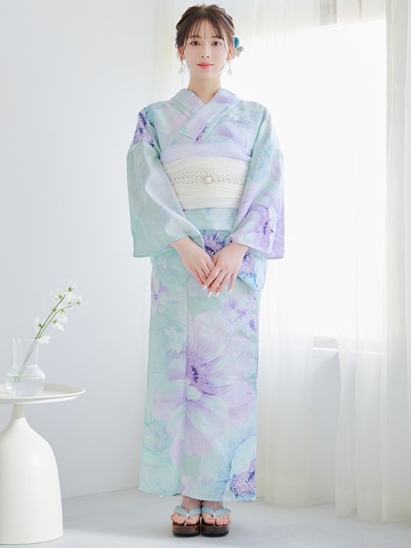 画像5: 【即日発送】ニュアンスフラワーミント牡丹浴衣【浴衣３点セット 浴衣/帯/下駄】[YMT]