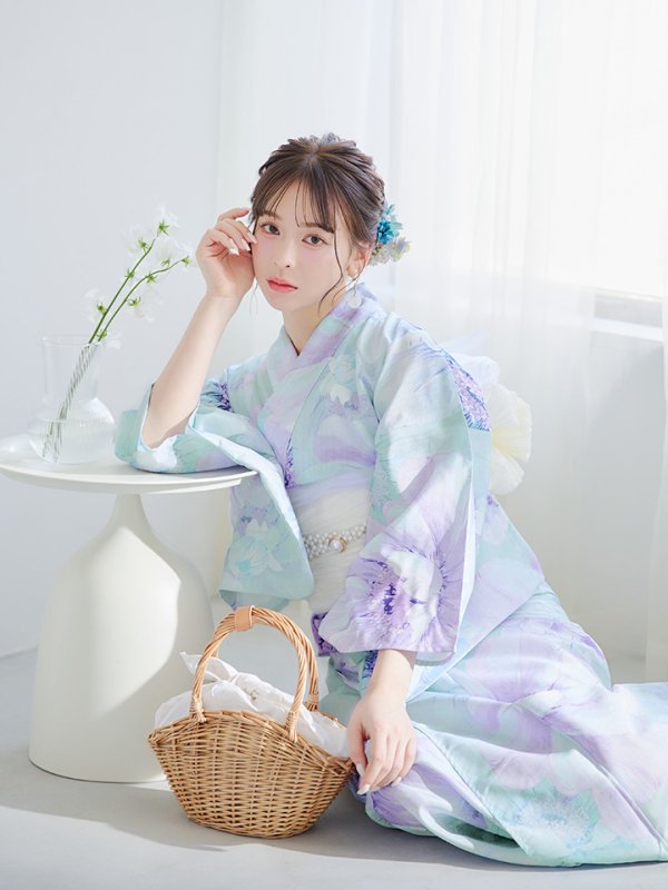 画像8: 【即日発送】ニュアンスフラワーミント牡丹浴衣【浴衣３点セット 浴衣/帯/下駄】[YMT]