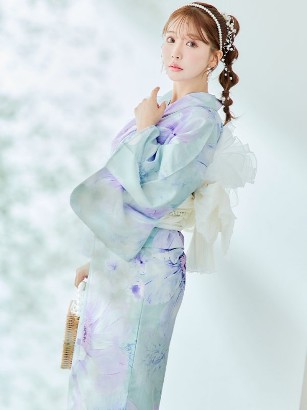 画像16: 【即日発送】ニュアンスフラワーミント牡丹浴衣【浴衣３点セット 浴衣/帯/下駄】[YMT]