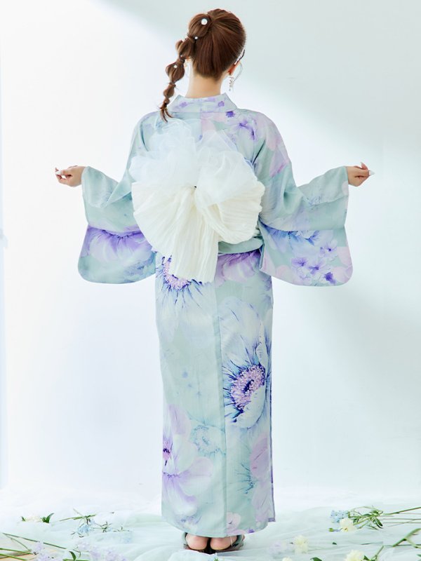 画像18: 【即日発送】ニュアンスフラワーミント牡丹浴衣【浴衣３点セット 浴衣/帯/下駄】[YMT]