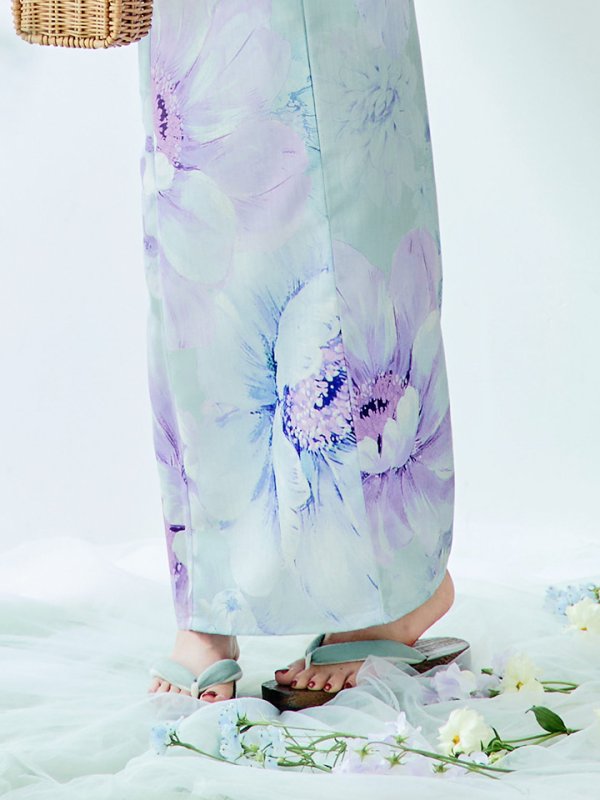 画像20: 【即日発送】ニュアンスフラワーミント牡丹浴衣【浴衣３点セット 浴衣/帯/下駄】[YMT]