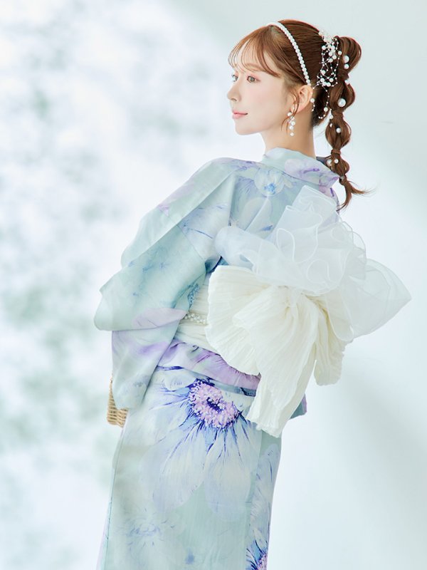 画像7: 【即日発送】ニュアンスフラワーミント牡丹浴衣【浴衣３点セット 浴衣/帯/下駄】[YMT]