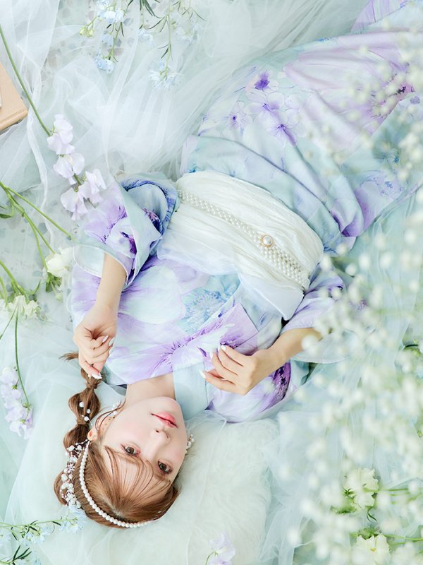 画像8: 【即日発送】ニュアンスフラワーミント牡丹浴衣【浴衣３点セット 浴衣/帯/下駄】[YMT]