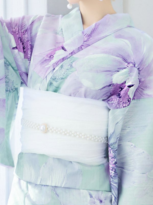 画像19: 【即日発送】ニュアンスフラワーミント牡丹浴衣【浴衣３点セット 浴衣/帯/下駄】[YMT]