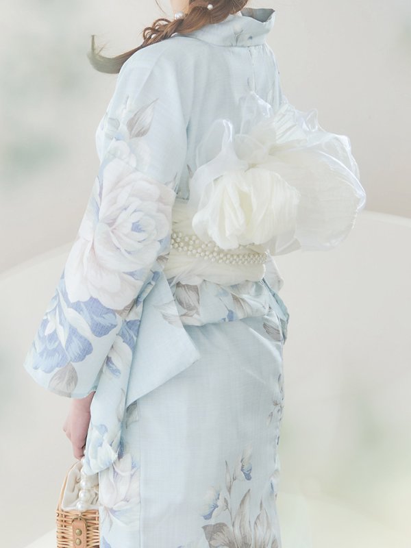 画像26: 【即日発送】クラシカルローズブルー浴衣【浴衣３点セット 浴衣/帯/下駄】[YMT]