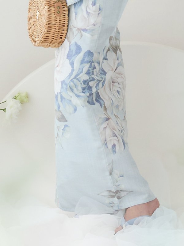 画像28: 【即日発送】クラシカルローズブルー浴衣【浴衣３点セット 浴衣/帯/下駄】[YMT]