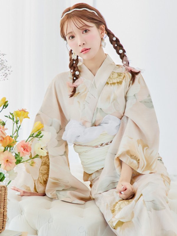 画像5: 【即日発送！】クリームイエローピオニー浴衣【浴衣３点セット 浴衣/帯/下駄】[YMT]
