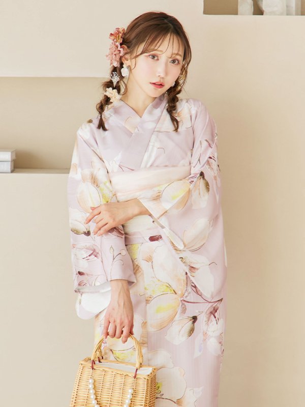画像8: 【即日発送！】大人くすみピンクx牡丹浴衣【浴衣３点セット 浴衣/帯/下駄】[YMT]