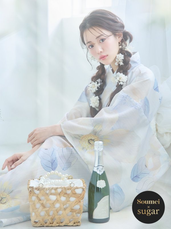 画像1: アイシーフラワー牡丹浴衣 OBI-siwa-200-kj-13-OW / HIMO-900-yn-5-IV / HEKO-800-sb-5-WH / YA-72-kn-W / GETA-01-kj-2-BL / [YMT]